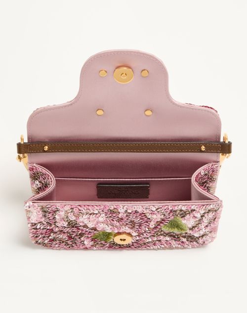 Valentino Garavani - Valentino Garavani Locò Small Embroidered Shoulder Bag - Pink/multicolour - Woman - Shoulder Bags
